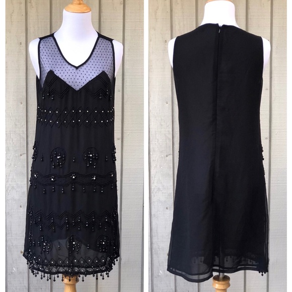 Anna Sui Gatsby Beaded Semi Sheer Whimsigoth  Relaxed Sleeveless Shift Dress 2 - Picture 1 of 16
